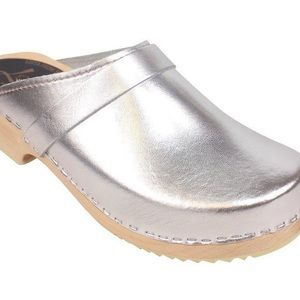 LOTTA Stockholm SWEEDEN Silver Metallic CLOGS 38